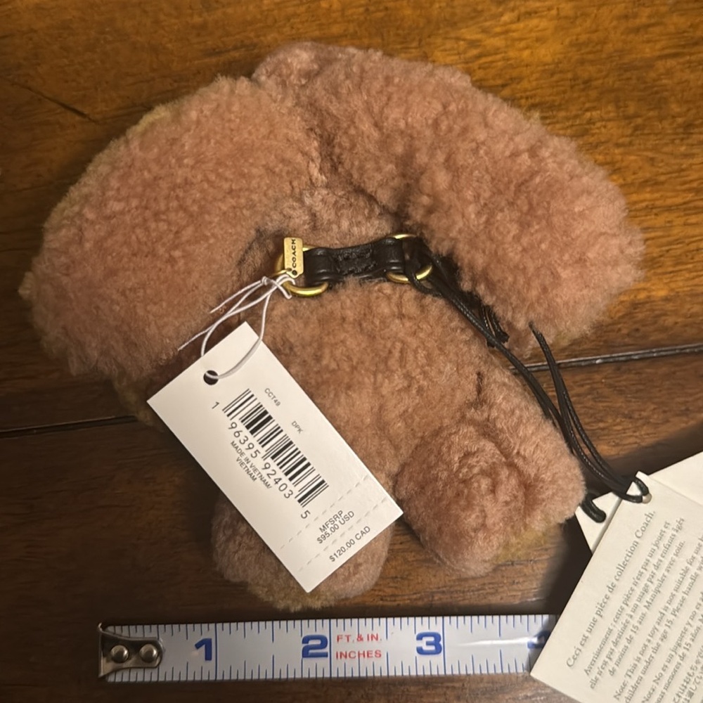 Coach Mini Plush Bunny Shoe Charm in Light Brown and Mustard - Picture 5 of 6